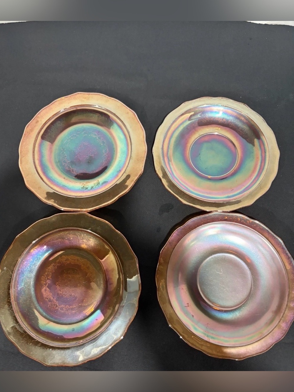 Iridescent Carnival Glass Dessert Plates - Set of 3 Available